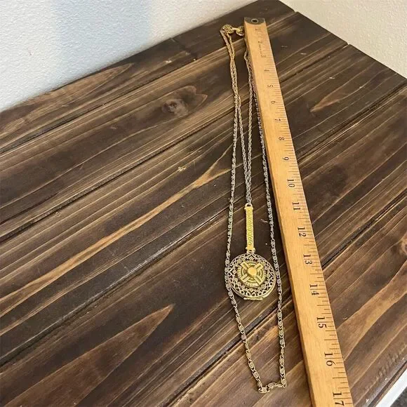 VTG Gold Tone Maltese Cross Medallion Double Byzantine Chain Locket Necklace - Picture 8 of 9